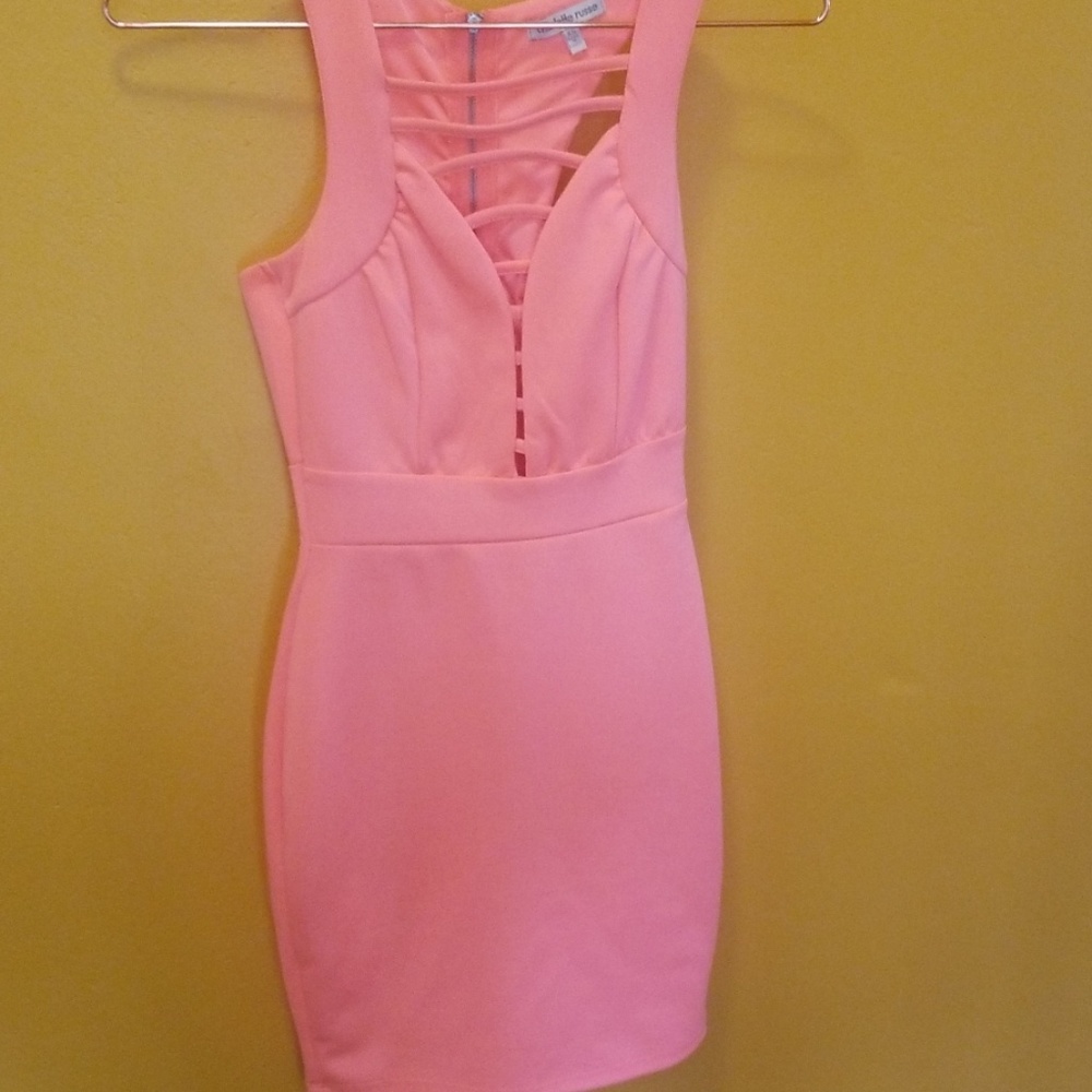 3 for $15 Hot coral cutout dress